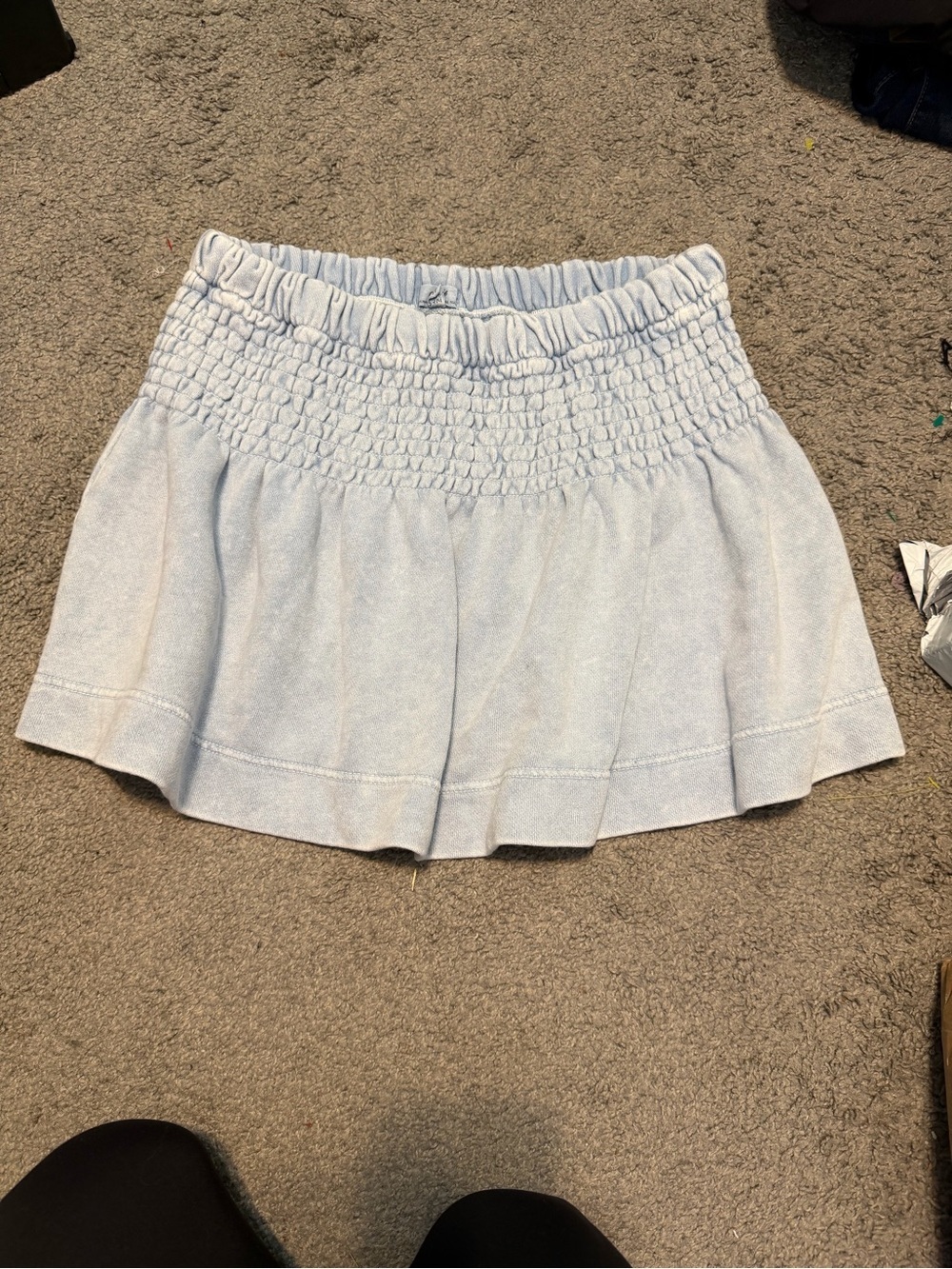 aerie Pale Blue Smocked-Waist Mini Skirt